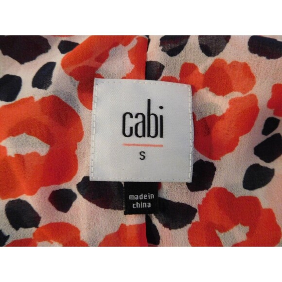 Cabi # 5356 "Flipside Blouse" Floral Print V-Neck Sleeveless Ruffle Blouse SMALL - Picture 8 of 10